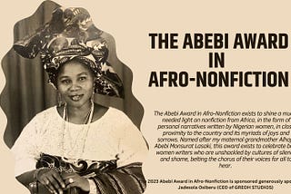 The Abebi Award in Afro-Nonfiction.