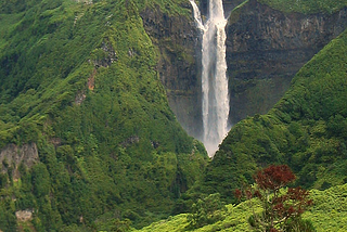 Cascata da Ribeira Grande in Flores Island, Portugal