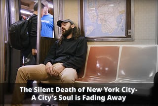 A sitting man sleeping in a NYC subway car