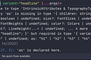 Lint error with missing as for headline variant