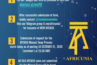 Dear AFRICUNIA Community and AFCASH Holders,