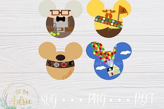 Mouse Shaped SVG Set |  Balloon House Set | Digital Download Files | Custom | For Cricut, Silhouette | Character Ear Art | Dog Scout House