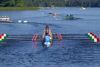 An Italian Women’s rowing Eight, in perfect sync