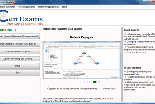 CCNA network simulator with designer offers several lab exercises in virtual environment. Own labs can be designed using drag n drop environment.