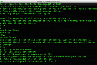 Ruby CLI Data Gem Project: Rex — The Movie Recommendation Bot