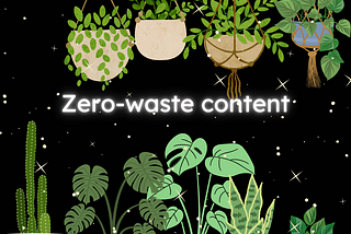 zero-waste content a starry night background with 5 plants on the bottom and 4 hanging plants from the top