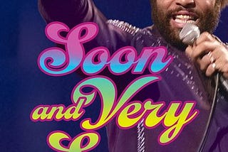 Book cover of “Soon and Very Soon: The Transformative Music and Ministry of Andraé Crouch,” by Robert F. Darden and Stephen M. Newby, with a foreword by Henry Louis Gates Jr. The cover features Andraé Crouch holding a microphone and pointing upward at something.