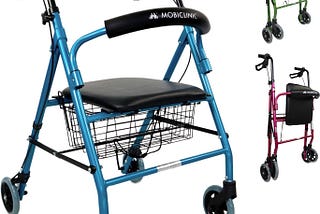 Andador con asiento y cesta