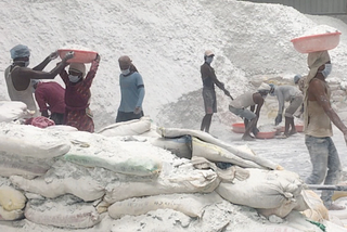 Talc workers at stockyard in South Asia © International Conflict and Security Consulting Ltd. (2020)