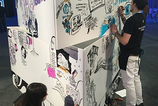 Capturing Customer Success Stories: a Graphic Recording “Street Art” Tower for CA World Expo