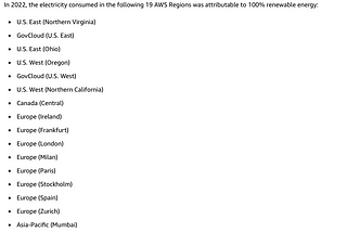 Amazon 2022 Sustainability Report — 18 AWS Regions are 100% renewable