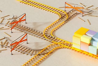 Image of a toy train track that starts to break