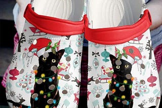 Black Cat Christmas Crocs Crocband Shoes For Women Men