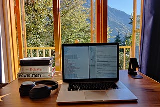 My workstation while remote working from Dharamshala