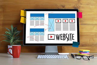 a desktop with a website representation