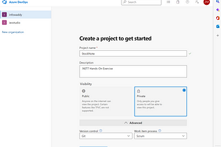 How to create a project in Azure DevOps Cloud