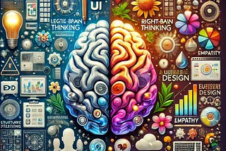 left-brain and right-brain analogy for your Medium article on UI/UX design.