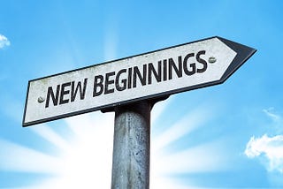 A road sign that points to a fresh start and new beginnings for the world.