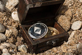 bitcoins and ethereum treasure trove in a chest