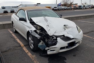 I hit a semi-trailer on the freeway at 80 mph.