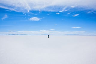 Person walking on an empty landscape