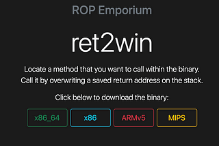 ret2win— Rop Emporium writeups