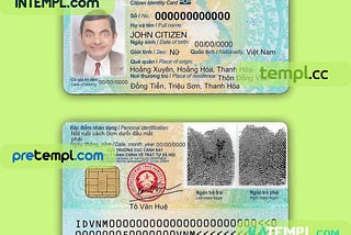 Vietnam ID card PSD template, completely editable