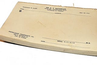 Old-fashioned doctor’s prescription notepad. Courtesy Creative Commons