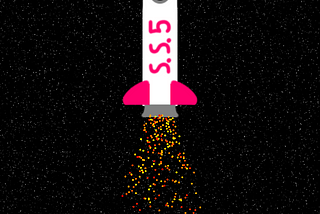 A screenshot from the game depicting a ship launching from a planet, leaving a trail of fiery particles in its wake. (It looks less cool than it sounds from this description.)
