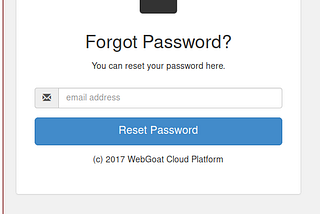 WebGoat Admin password reset Challenge
