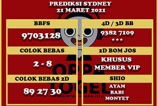 Bocoran Angka Main Jitu #SYDNEY Hari ini 21 maret 2021