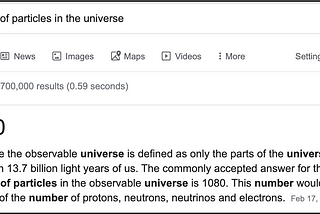 AI blooper— 1080 Particles in the Universe?