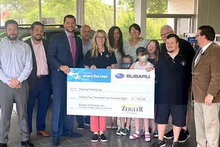 Zeigler Subaru of Merrillville Presents Local Charity Chasing Dreams, Inc. With $24,208 Check