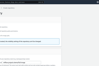 Creating a ECR public repository for storing the docker container of the full image, i.e. env plus project code for the MLflow project