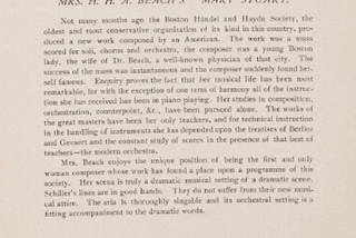 Female Representation in Music: Amy Beach’s New York Philharmonic Premiere