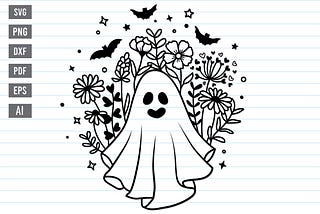 Floral Ghost Svg, Cute Ghost halloween Svg, Halloween Svg, Ghost Svg, Halloween Flower Ghost Svg, Funny Halloween Svg, Halloween Shirt Svg.
