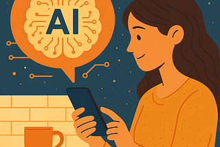 Digital artwork showing a woman’s profile on the left and a glowing lightbulb connected to an AI microchip on the right, symbolizing the connection between human creativity and technological tools.