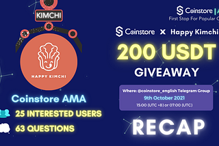 Happy Kimchi (KIMCHI) X Coinstore AMA Recap 💬