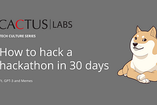 How to hack a hackathon in 30 days? Ft. GPT-3