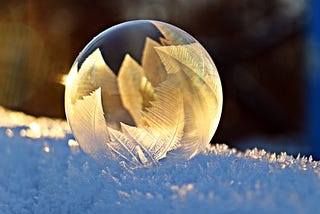 beautiful detail of bubble with leaf reflection