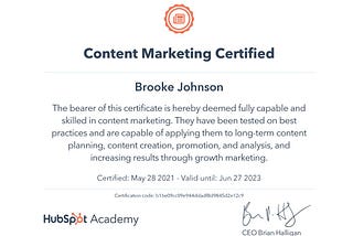 HubSpot Content Marketing Certification Review