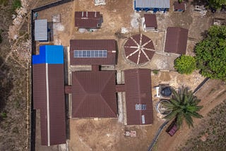 Drone view of installed solar panels at Tobanda community health center