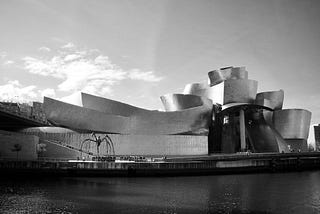 The Guggenheim Bilbao in black and white