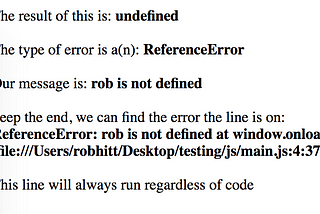 Javascript Error Handling