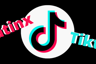 Graphic showing the Tiktok logo and the words Latinx Tiktok in red and light blue.