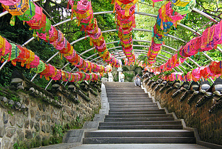 Colorful lanterns at Beomeosa Temple in South Korea