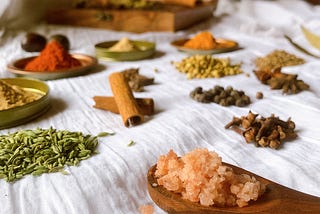 A variety of Indian Spices laid out to make TheGoodFoodPage’s Pav Bhaji Masala. Indian Spices in the right proportion and combination bring each indian dish its unique flavour & taste.