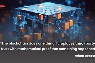“The blockchain does one thing: It replaces third-party trust with mathematical proof that…