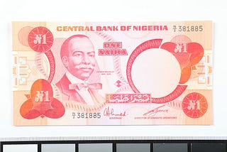 1 Nigerian naira note with Herbert Macualay
