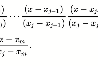 Equation describing basis polynomials for Lagrange interpolation.